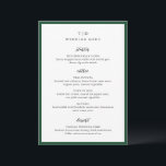 Elegant Emerald Green Monogram Modern Wedding Menükarte<br><div class="desc">Moderne Hochzeitsmenüs mit gepflegtem Design mit Serif- und Script-Schriftart.</div>