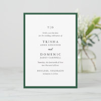 Elegant Emerald Green Monogram Modern Wedding