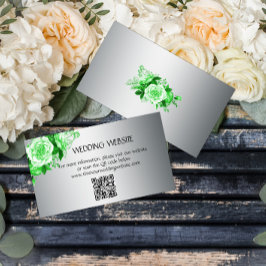 Elegant Emerald Green Rose Boho Wedding Website Begleitkarte