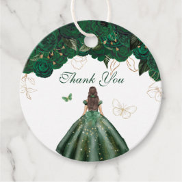 Elegant Emerald Green Rose Butterfly Danke Geschenkanhänger