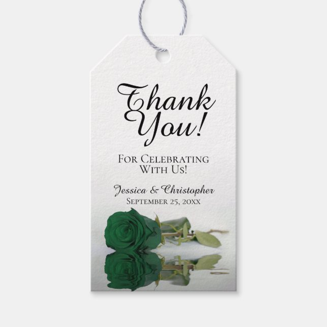 Elegant Emerald Green Rose Chic Wedding Vielen Dan Geschenkanhänger (Vorderseite)