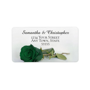 Elegant Emerald Green Rose Wedding Address Adressaufkleber