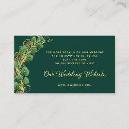 Elegant Emerald Green UAWG Wedding Website QR Code Begleitkarte