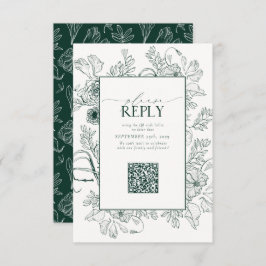 Elegant Emerald Green Wedding QR Code Bitte beantw RSVP Karte