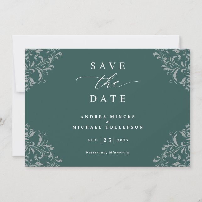 Elegant Emerald Green Wedding rettet das Datum Save The Date (Vorderseite)