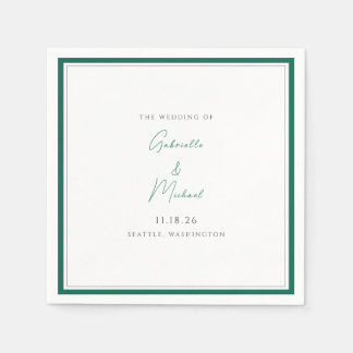 Elegant Emerald Green Wedding Script Napkins Serviette