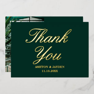 Elegant Emerald Green Wedding Vielen Dank Real Gol Folieneinladung