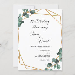 Elegant Emerald Leaf Wedding Anniversary Einladung