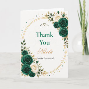 Elegant Emerald Sweet 16 Dankeskarte