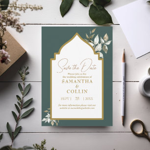Elegant Emerald Wedding Save the Date Einladung