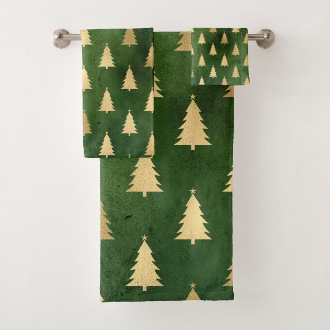 Élégant Émeraude Vert Et Or Arbres De Noël (En situation)