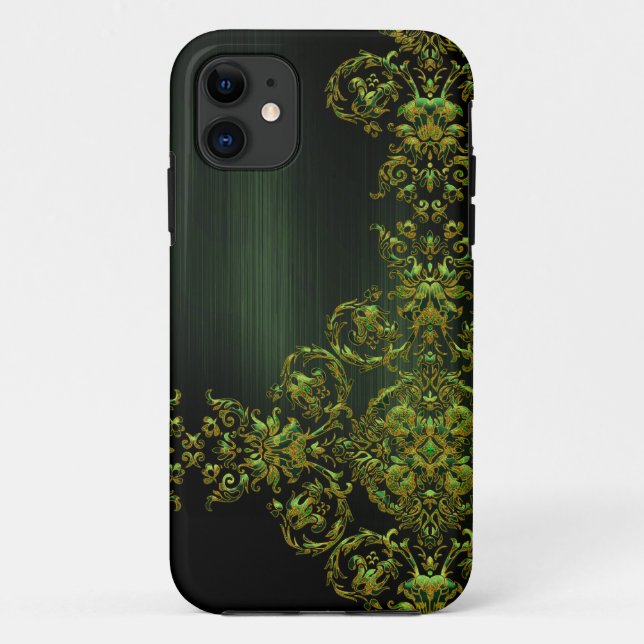 Elegant Emrald Green Damask Case-Mate iPhone Hülle (Rückseite)