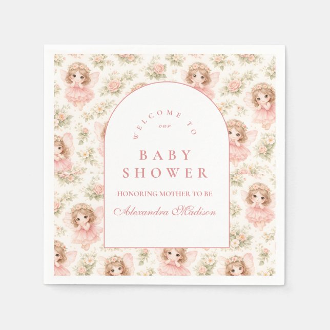 Elegant Enchanted Fairy Baby Shower Serviette (Vorderseite)
