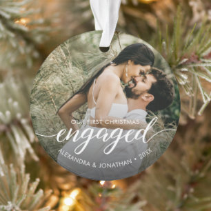 Élégant Engagé Premier Noël Photo personnalisée