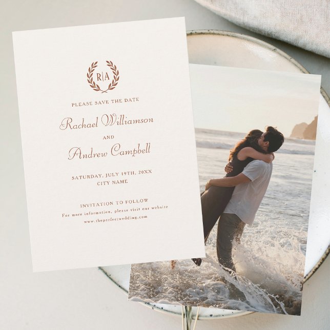 Élégant Enregistrer la carte Date Burnt Orange (Créateur téléchargé)