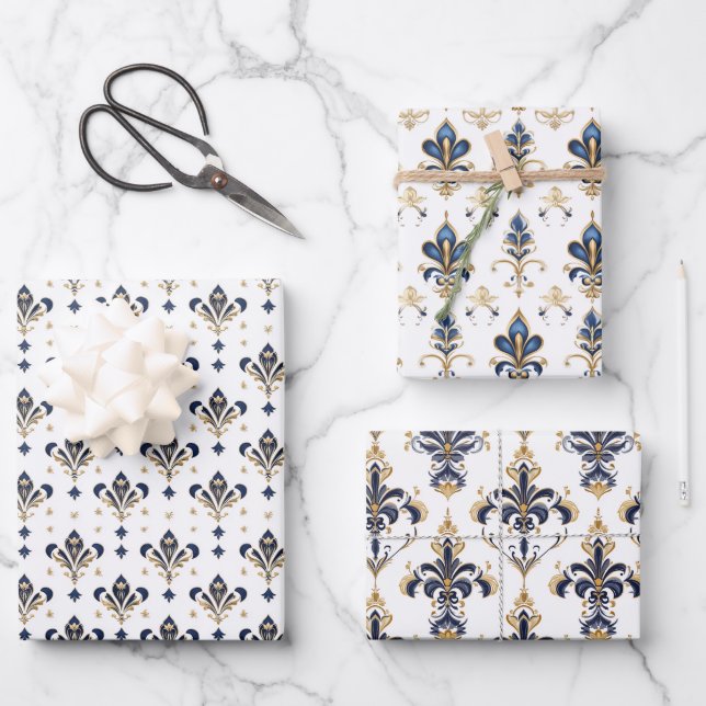 Élégant ensemble de papier d'enveloppement Fleur d (Recto)