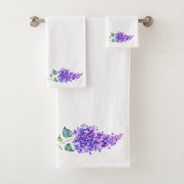 Élégant ensemble de serviettes de bain Lilac (En situation)