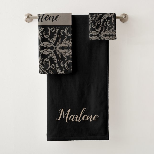 Élégant ensemble de serviettes de bain monogramme (En situation)