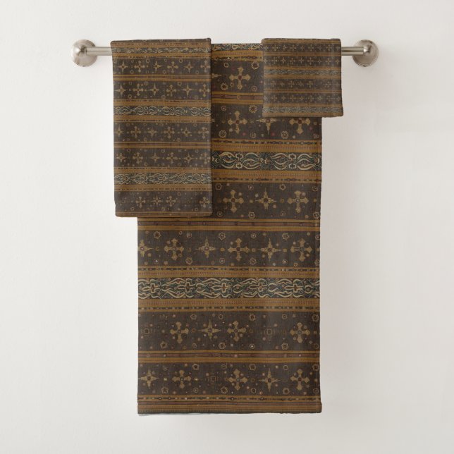 Élégant ensemble de serviettes en Batik rayé (En situation)