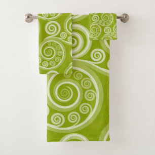 Élégant ensemble de serviettes Green Koru Fern Fro