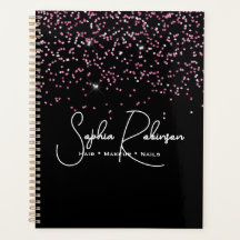 Élégant entreprise de salon de noir et rose paille