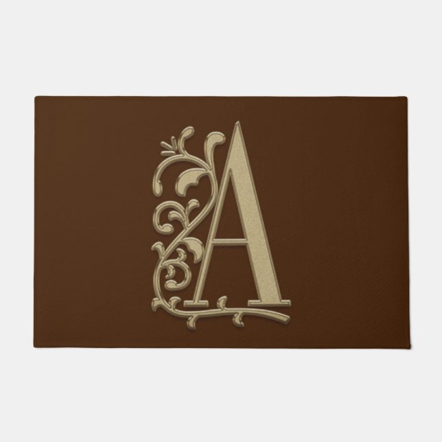 Elegant Entry Monogram A Initial on Brown Fußmatte (Vorderseite)