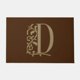 Elegant Entry Monogram D Initial on Brown Fußmatte
