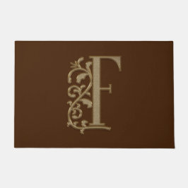 Elegant Entry Monogram F Initial on Brown Fußmatte