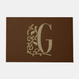 Elegant Entry Monogram G Initial on Brown Fußmatte