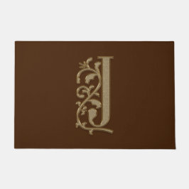 Elegant Entry Monogram J Initial on Brown Fußmatte