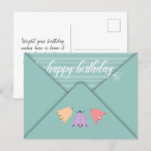 Elegant Envelope Bell Blume Happy Birthday Postkarte