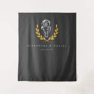 Elegant Equestrian Wedding Backdrop Tapestry Wandteppich