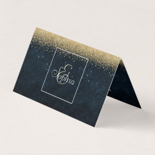 Elegant erröten Gold und blauer einfacher Visitenkarten