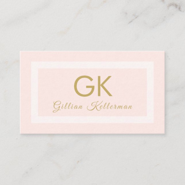 Elegant erröten rosa Goldmonogramm Visitenkarte (Vorderseite)