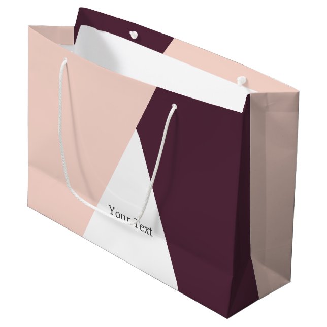 Elegant erröten Rosa u. geometrische Dreiecke Große Geschenktüte (Vorderseite Schrägansicht)