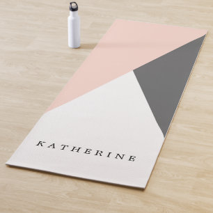 Elegant erröten Rosa u. graue geometrische Yogamatte