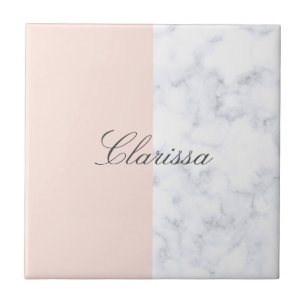 Elegant erröten rosa u. weißer Marmorfarbblock Fliese