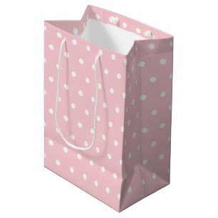 Elegant erröten rosa weiße Tupfen-Schablone Mittlere Geschenktüte