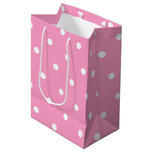 Elegant erröten rosa weißes Tupfen-Muster Mittlere Geschenktüte