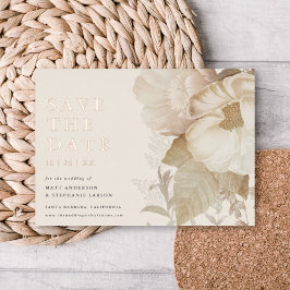Elegant erthy floral Non-Foto Save the Date REAL Folieneinladung