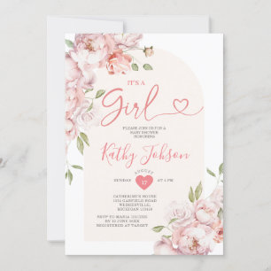 Elegant Es ist eine Girl Pink Blume Girl Baby Dusc Einladung