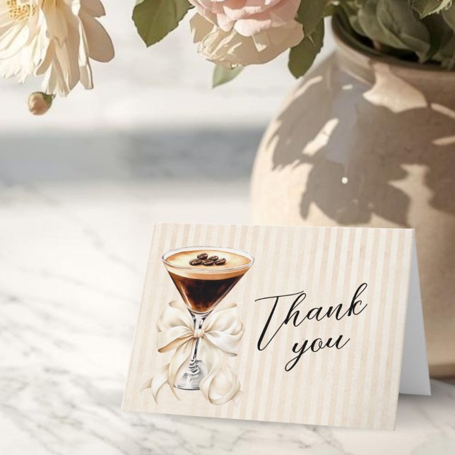 Elegant Espresso Martini Folded Thank You Card Dankeskarte (A tini bit older Espresso martini  Birthday thank you card)