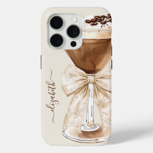 Elegant Espresso Martini Monogrammed Case-Mate iPhone Hülle (Rückseite)