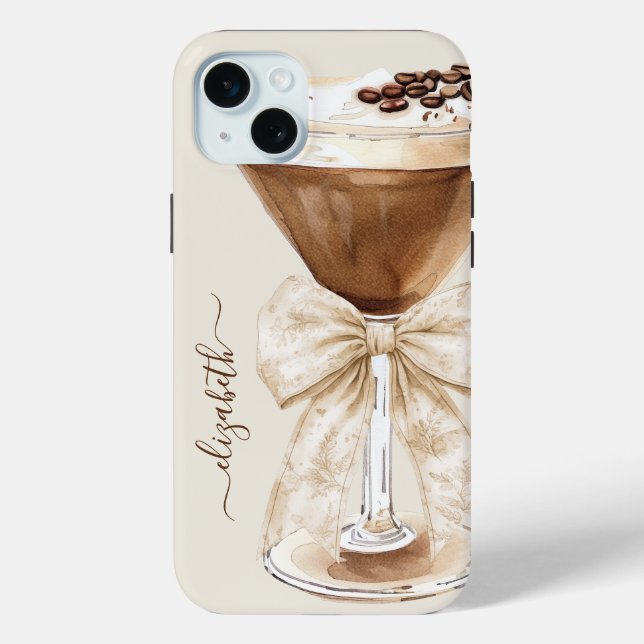 Elegant Espresso Martini Monogrammed Case-Mate iPhone Hülle (Rückseite)