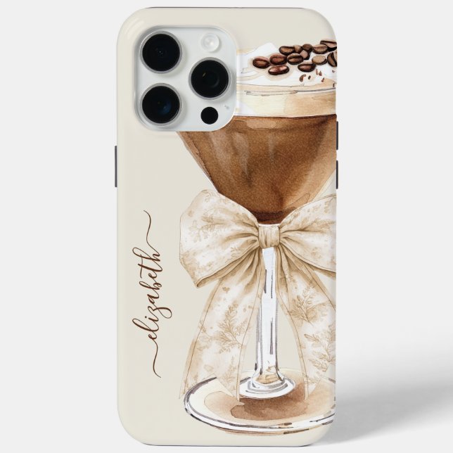Elegant Espresso Martini Monogrammed Case-Mate iPhone Hülle (Rückseite)