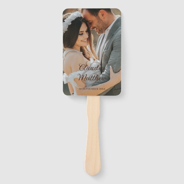 Elegant Espresso & Silver Script Wedding Program Fächer (Vorderseite)