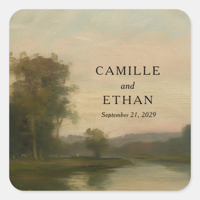 Elegant Estate Wedding Name Sticker (Vorderseite)