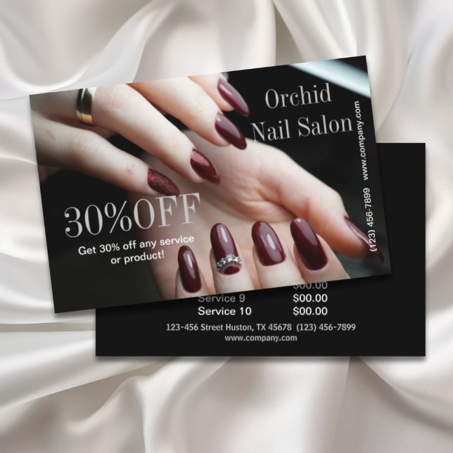 Elegant Esthetician WELLNESS-CENTER Nail Salon Pri Flyer (Elegant Esthetician SPA Nail Salon Price Lists Flyer)