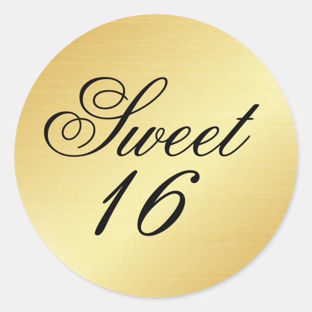Élégant et chic Gold Sweet 16 Sticker (Devant)