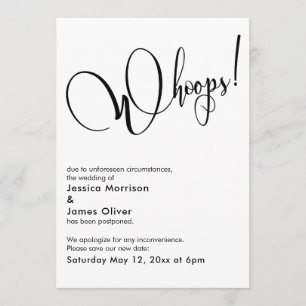 Elégant et drôle "Oups !" Carte Mariage reportée